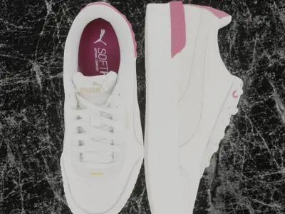 Puma 3D Shoes - White - Pink - Soft Foam Low-poly 3D model