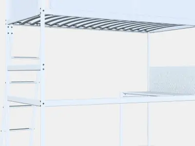 VITVAL Loft bed frame with desk top Low-poly 3D model