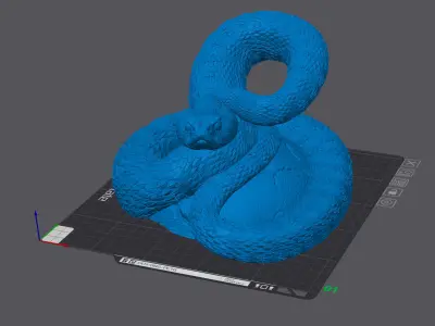 Skull with Rattlesnake - Eyes Closed - Hollow Inside 3D print model