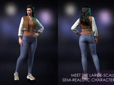 Streetwear Girl 1-7 - Casual Wear Girls Pack 3 Game-Ready Low-poly 3D model