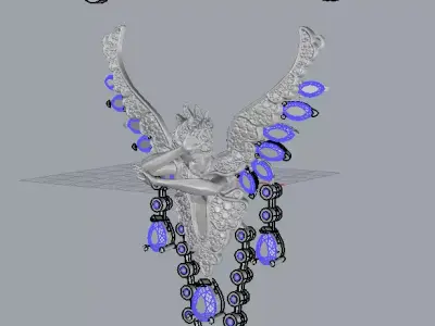 Fantasy Winged Pendant Necklace  High Detail 3D Jewelry Design 3D print model