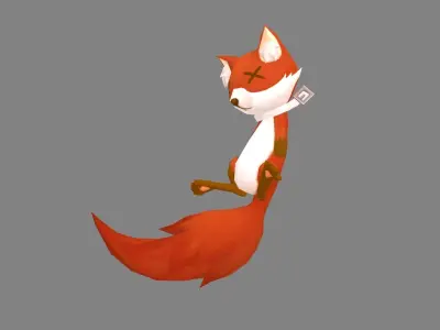 Cartoon fox doll -  hanging decoration Low-poly 3D model