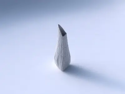 Vase puffy tipped triangle with random triangle plates 3D print model