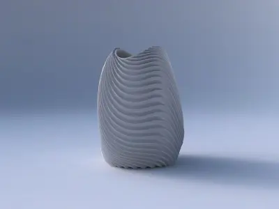 Bowl compressed with wavy extruded lines 2 3D print model