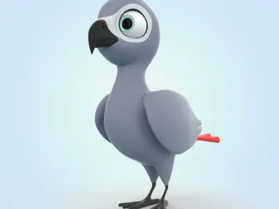 African grey parrot 3D model