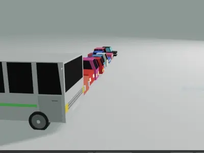 low poly cars and buses Free low-poly 3D model