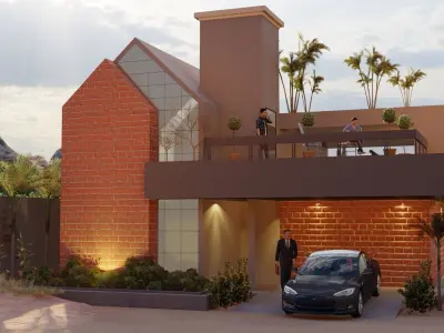 Rustic Charm Meets Modern Luxury The Exposed Brick Villa  3D model