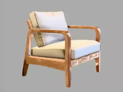 Minimalist Wooden Armchair 3D Model Modern Furniture Free low-poly 3D model