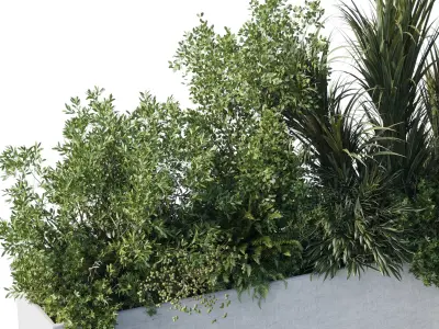 concrete box plants on stand - set outdoor plant 187 3D model