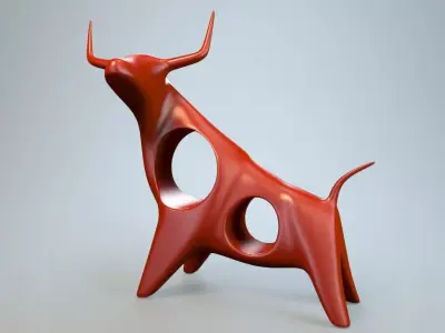 Angry bull figurine P 3D print model