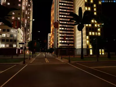 City Downtown Skyscraper Street - Night - Unreal - Lot 07 Low-poly 3D model
