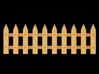 Fence near a river Low-poly 3D model
