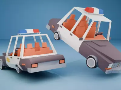 Low Poly Police Car Stylized 3D Model Low-poly 3D model