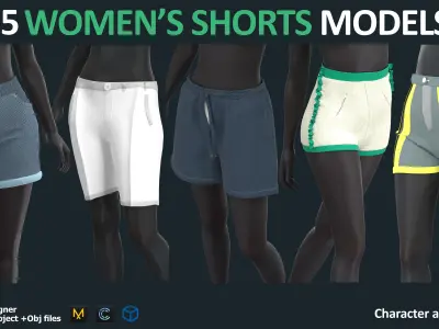 5 WOMEN SHORTS - Marvelous clo3d zprj obj fbx 3D model