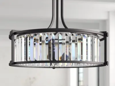 Bunton 4 - Light Crystal Drum Chandelier - 2 colour 3D model