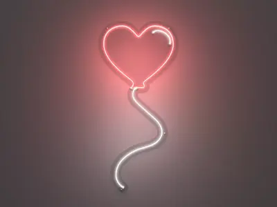 Heart Balloon - Neon Sign 3D model