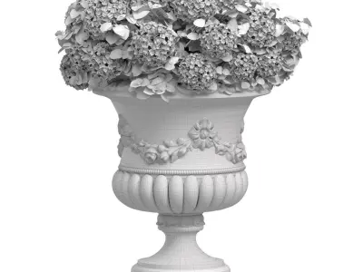 Hydrangea in a classic vase for decoration facade Patio 3D model