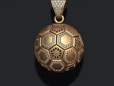 Football ball pendant 3d with gems 3D print model