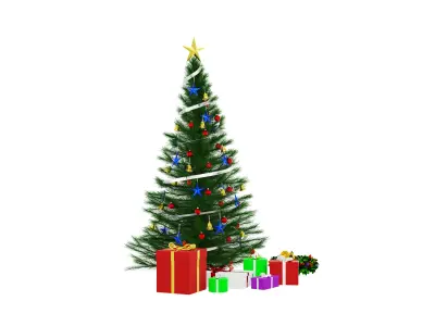 Christmas Tree and Gift Box 3D model