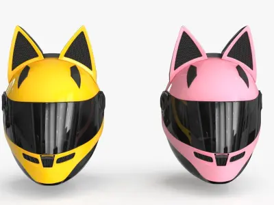 Motorcycle Helmet 2 colors Low-poly 3D model