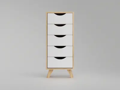 Scandinavian chiffonier with 5 drawers Low-poly 3D model