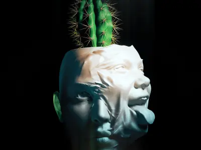 human face stylized pot 3D print model 3D print model