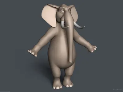 Stylized Cartoon Elephant - Biped 3D model
