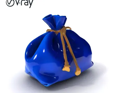 Elegant Velvet Pouch D Model Pack Low-poly 3D model