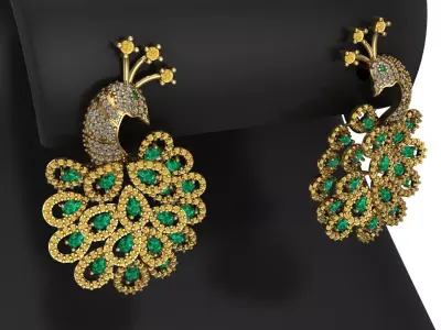 peacock earring 3D print model