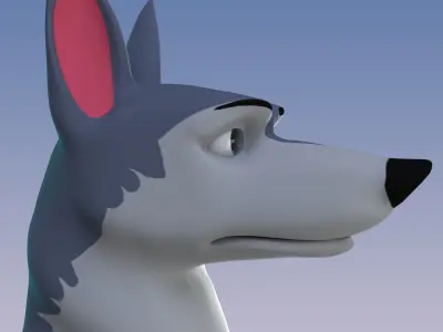 Stylized Old Wolf NoRig Low-poly 3D model