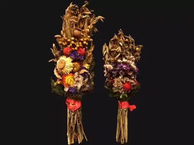 Flowers with Herbs Alchemist and Witch Set Low-poly 3D model