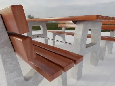 Street Furniture - Bench and Table 3D model