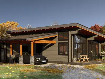 3D model of a wooden house for one bedroom 3D model