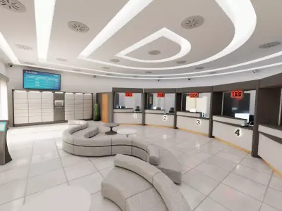 Post Office Interior V3 - Fully Equipped Commercial Environment Low-poly 3D model