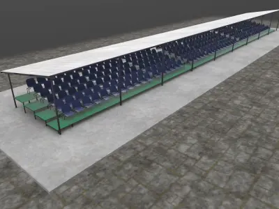 Tribune stadium with seats and roof Low-poly 3D model
