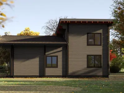3D model of a wooden house for two bedrooms 3D model
