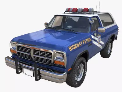 Dodge Ramcharger 1990 police  Low-poly 3D model