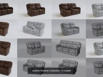 Leather Recliner Collection 3D Model Pack
