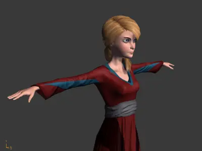 Low-Poly Female Cartoon Character T Pose Stylized 3D Model Low-poly 3D model