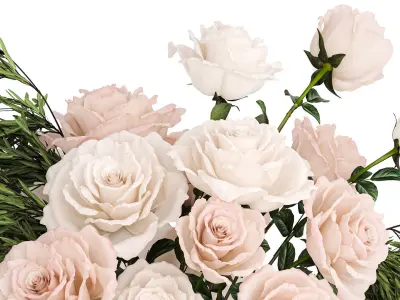Small bouquet of pink and white flowers rose glass vase 394 3D model
