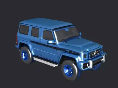 Compact Blue Car   Low Poly 3D Model   Automotive Design 3D model