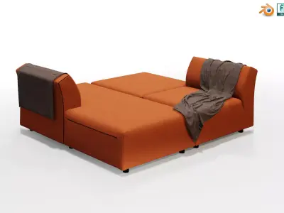 Light Red colored Couch for outdoor and living area 3D model