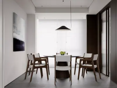 Modern living room dining room interior scenes 356 3D model