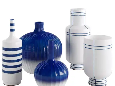 Decorative ceramic vases set 3D model