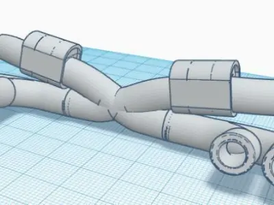 RC Drift Car Twin Exhaust System 1 10 Round Muffler 3D print model