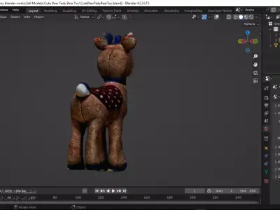 Cute Deer Tedy Bear Toy Low-poly 3D model