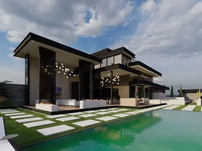 Modern Luxury Villa 3D Model for Architectural Renderings 3D model