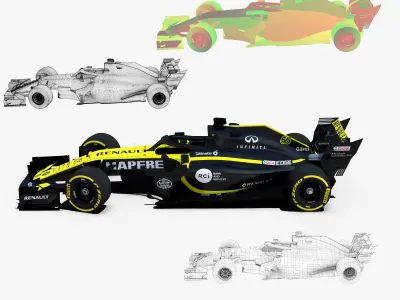 Renault Sport F1 RS18 car Low-poly 3D model