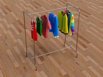Textured Hanged Tshirts Cloth Rack 3D model