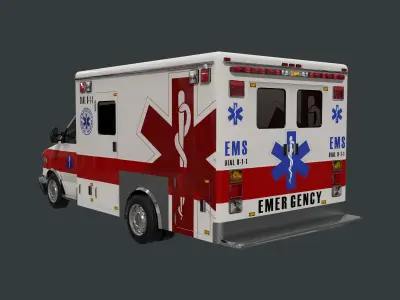 Vehicle Ambulance Rescue Truck Game Ready 04 Low-poly 3D model